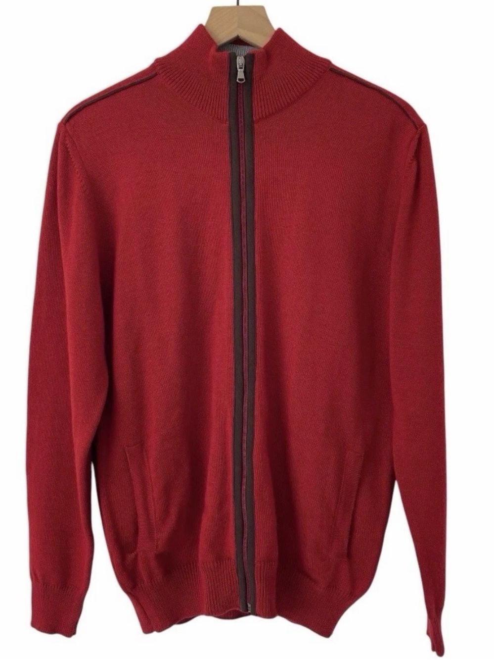 Eredi Pisano Men XL Sweater Merino Wool Full Zip Classic Italian Quiet Luxury